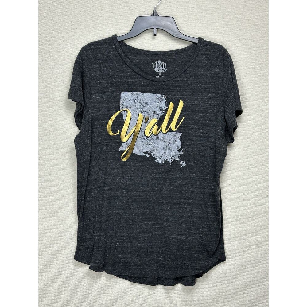 Louisiana “Y’all” T-shirt By Home Free Women’s XL 16/18‎ Dark Gray